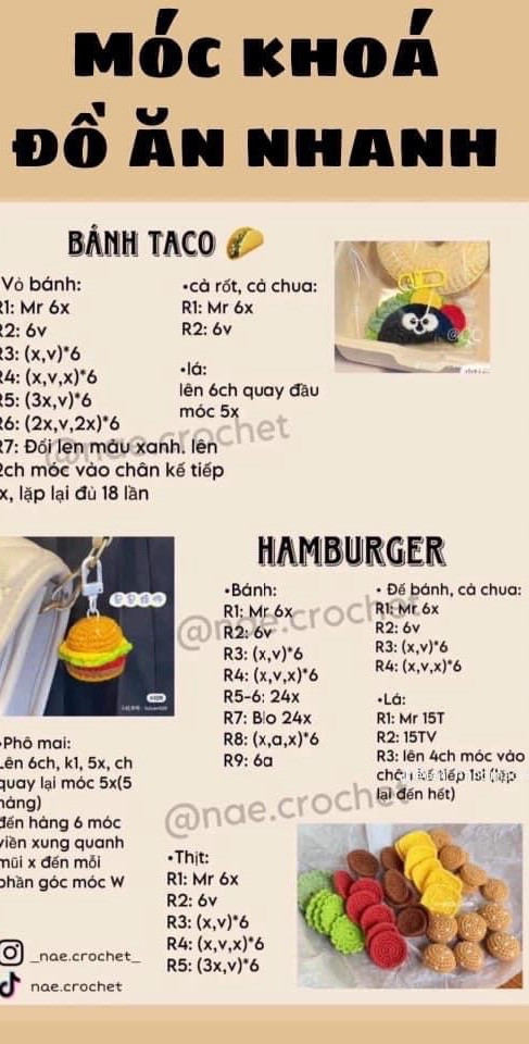 Crochet Animal Hamburger and Dog Sausage Amigurumi Patterns