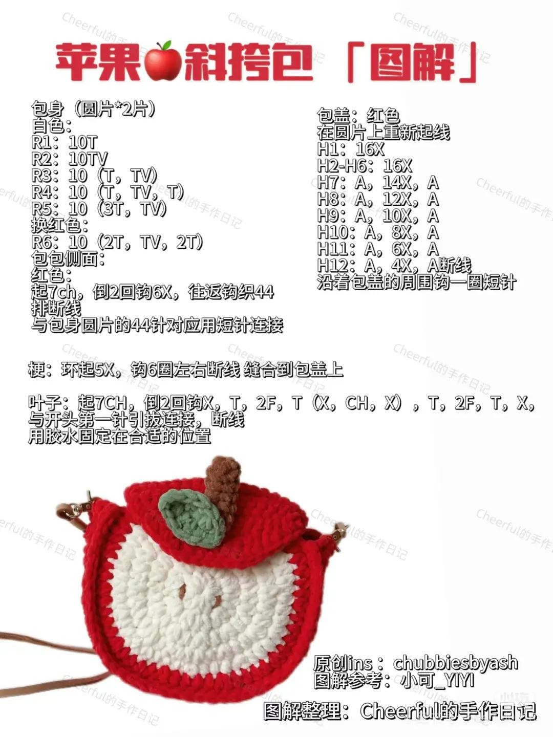 Crochet Apple Bag Pattern Tutorial