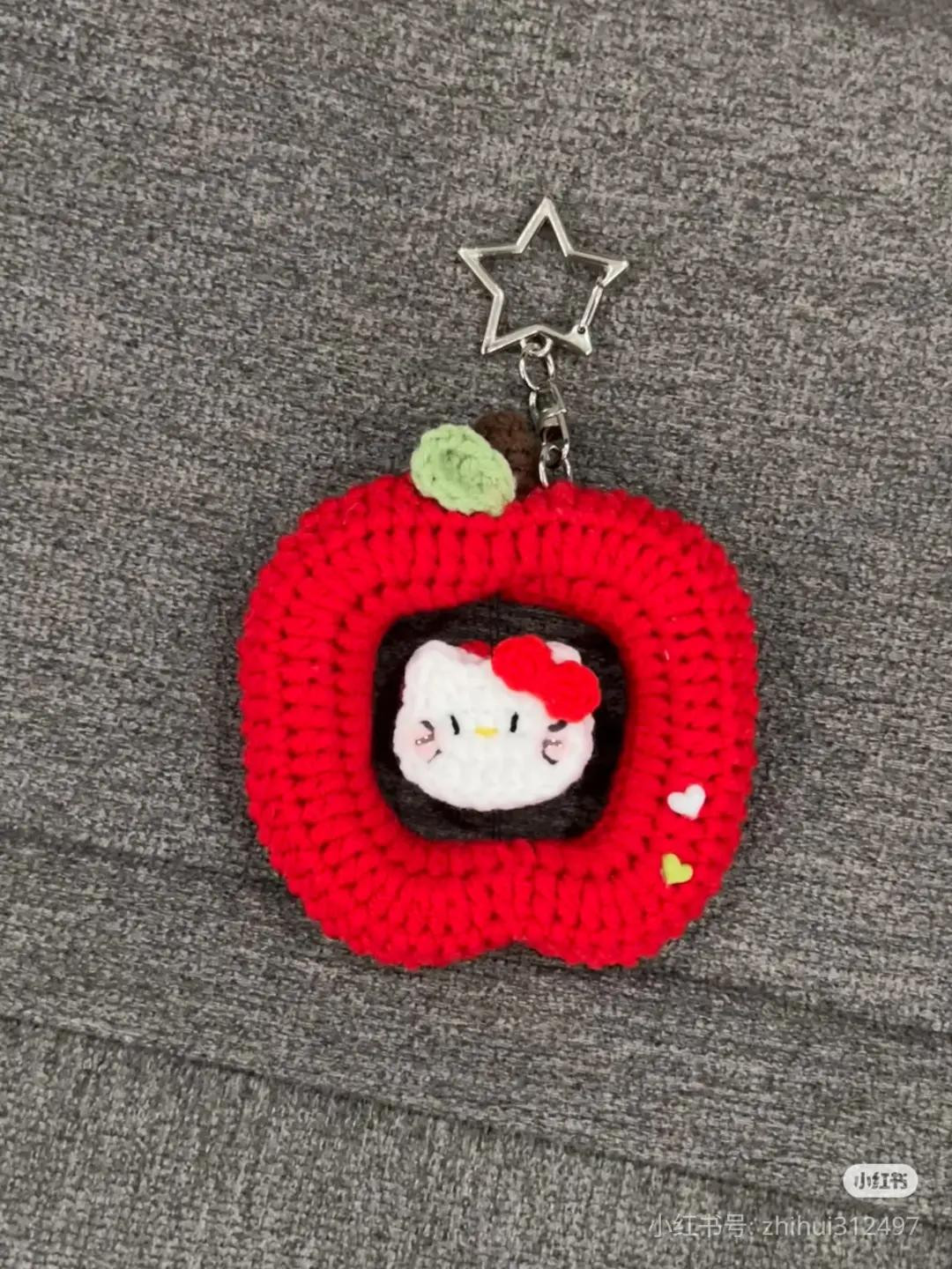 Crochet Apple Headband Pattern with Hello Kitty Face
