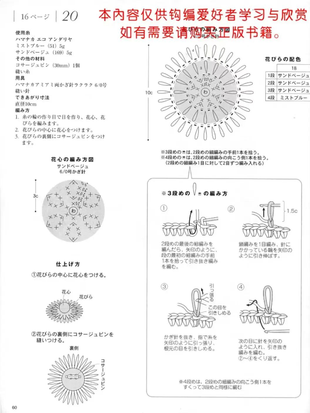 Crochet Bag and Flower Brooch Pattern Chart