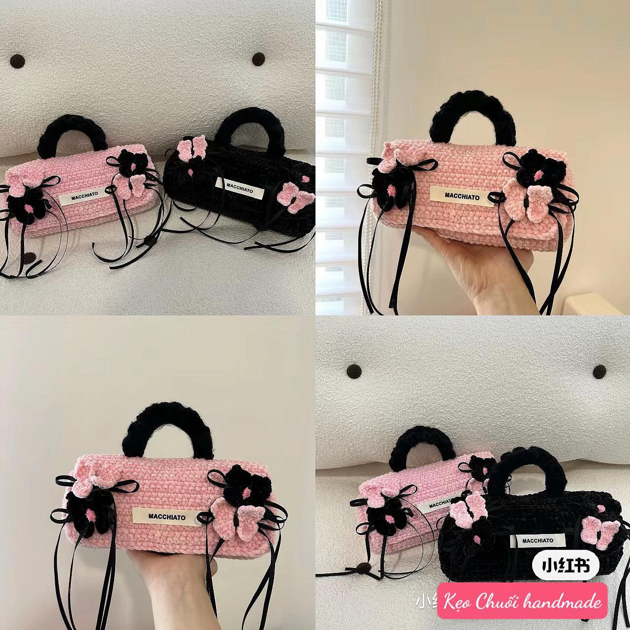 Crochet Bag Pattern with Bow Details and Handle Instructions