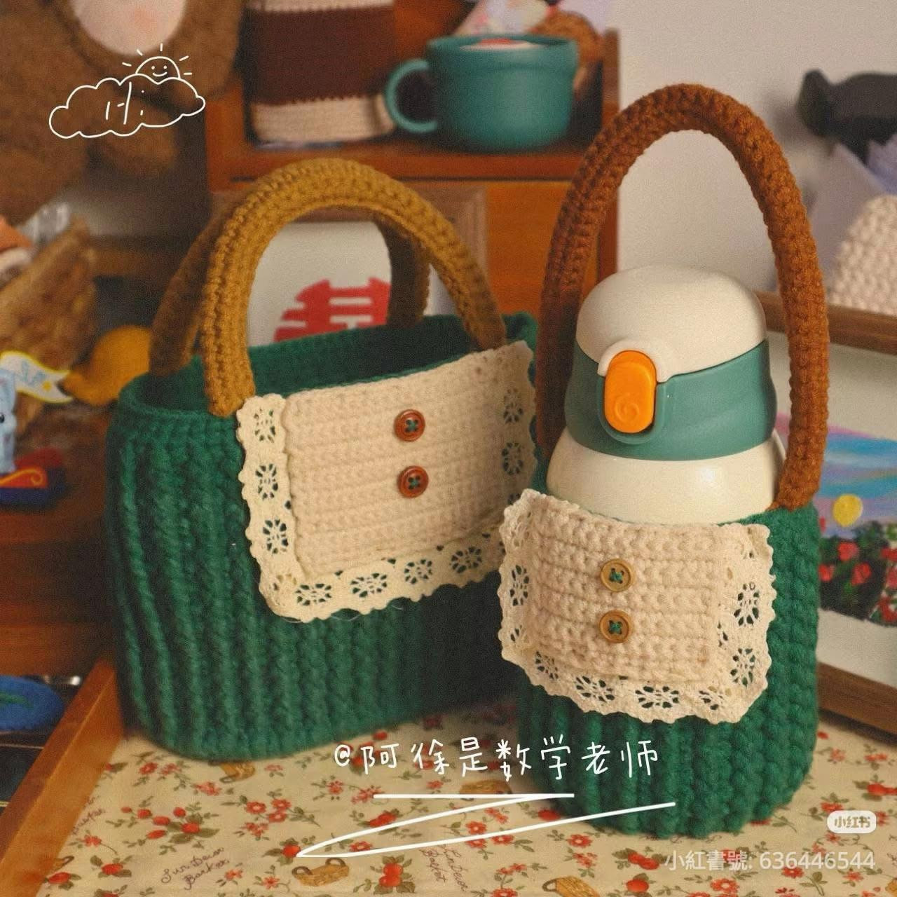 Crochet Bag Pattern with Lace Flap and Wooden Buttons