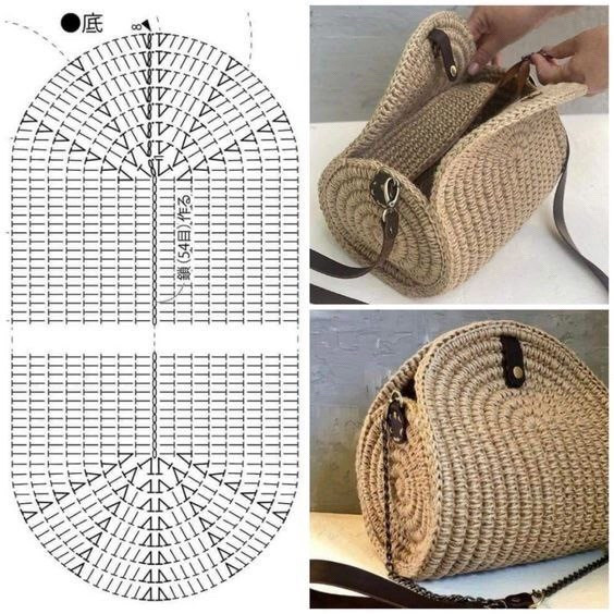 Crochet Bag Patterns: Flat Charts and Schematics for Handmade Tote, Round, and Hexagonal Bags