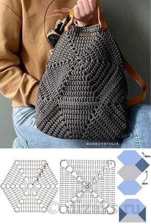 Crochet Bag Patterns: Flat Charts and Schematics for Handmade Tote, Round, and Hexagonal Bags