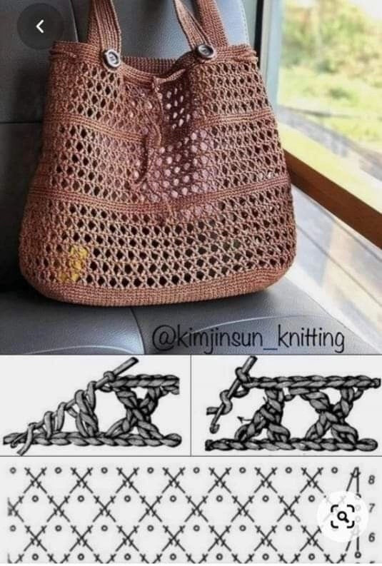 Crochet Bag Patterns: Flat Charts and Schematics for Handmade Tote, Round, and Hexagonal Bags