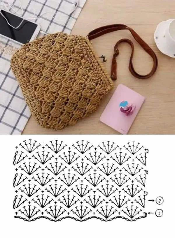 Crochet Bag Patterns: Floral Granny Square, Shell Stitch Tote, and Envelope Clutch Charts