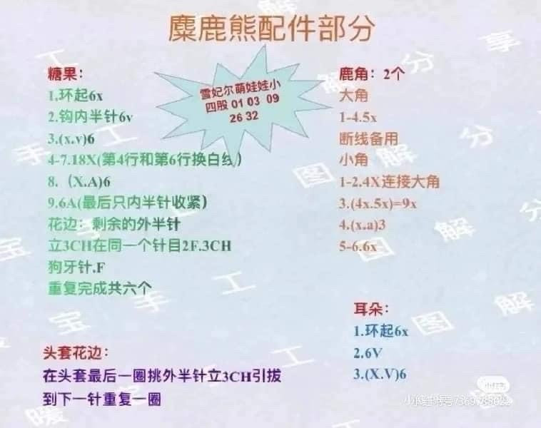 Crochet Bear Amigurumi Pattern Chart: Apron, Strawberry, Eggplant, Pikachu