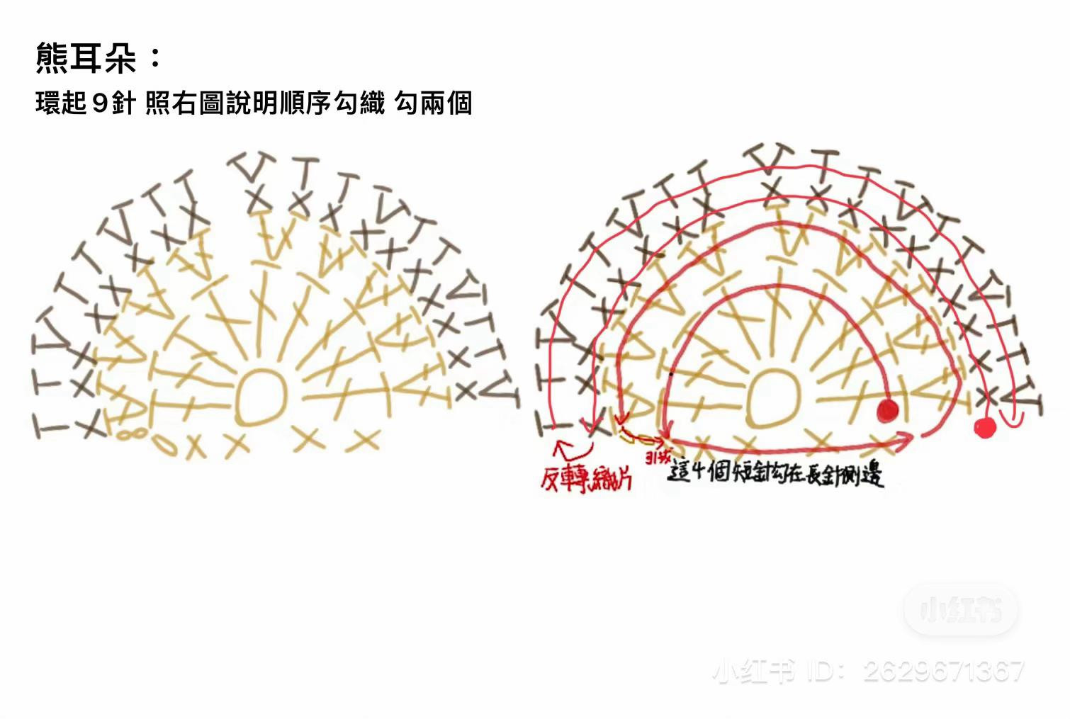 Crochet Bear Ear Headphone Cover Tutorial Chart