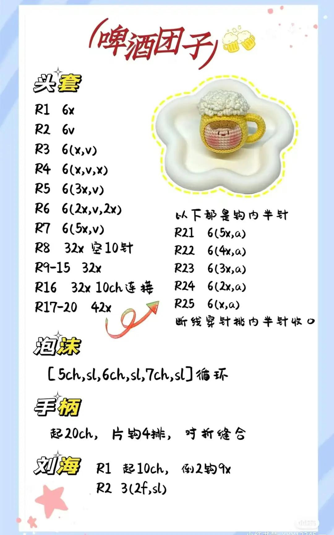 Crochet Beer Mug Doll Pattern with Foam and Handle