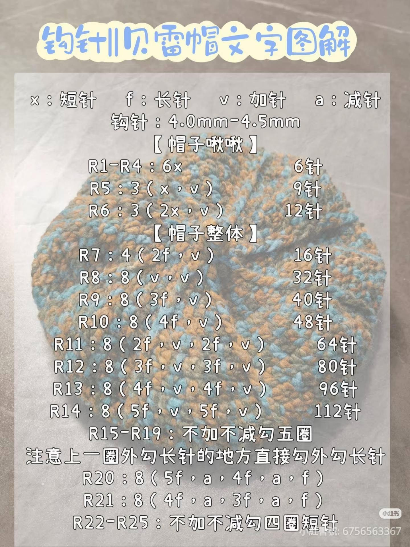 Crochet Beret Hat Pattern: Spring Multi-Color Text Tutorial