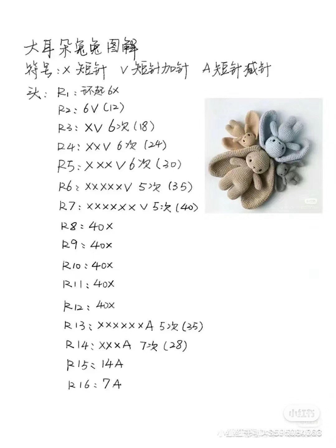 Crochet Big Eared Rabbit Amigurumi Pattern