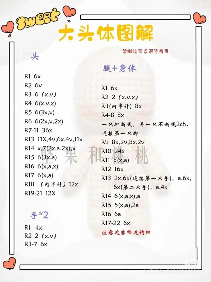Crochet Big Head Doll Body Chart Tutorial