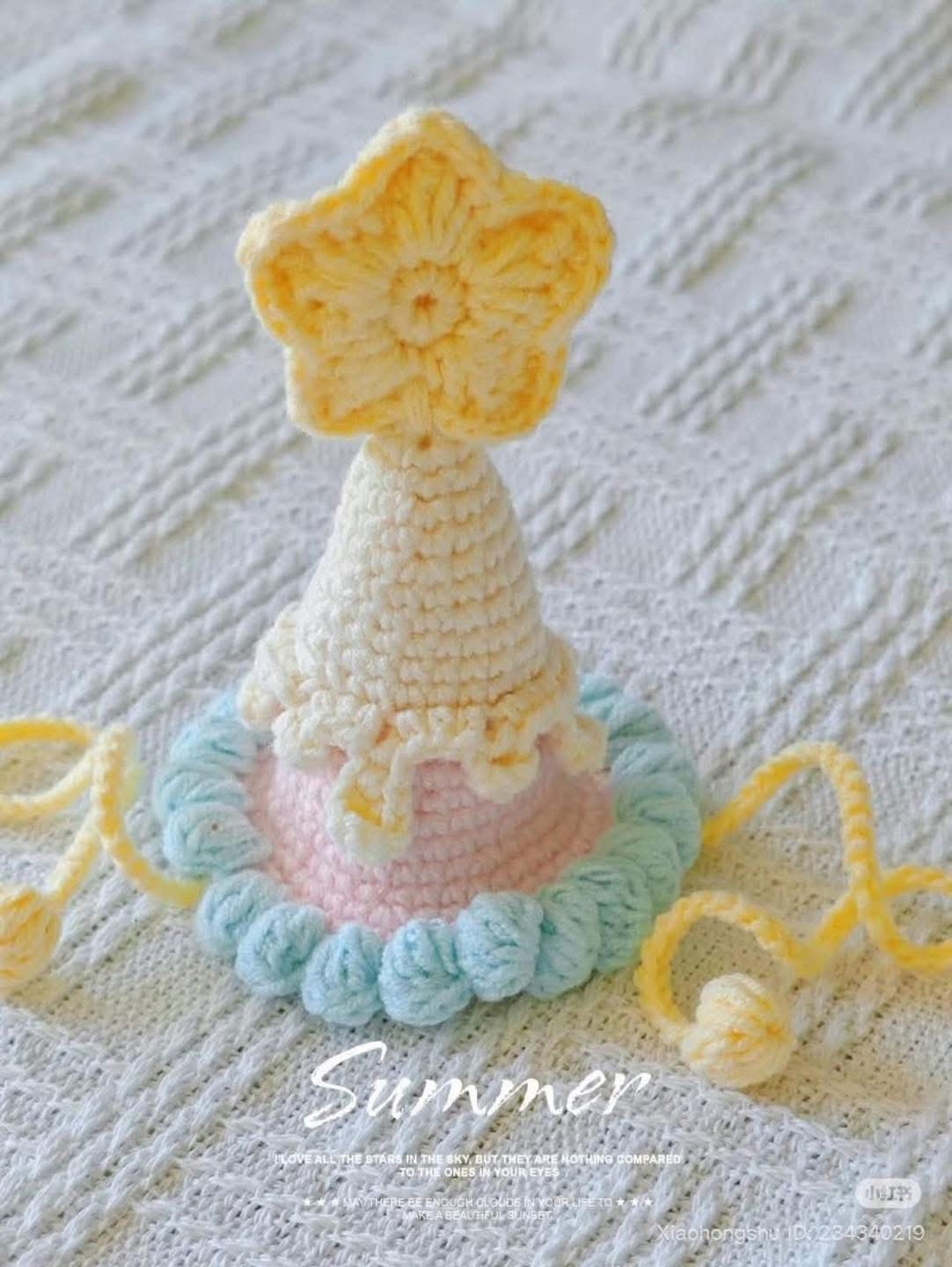 Crochet Birthday Hat Chart with Star Topper
