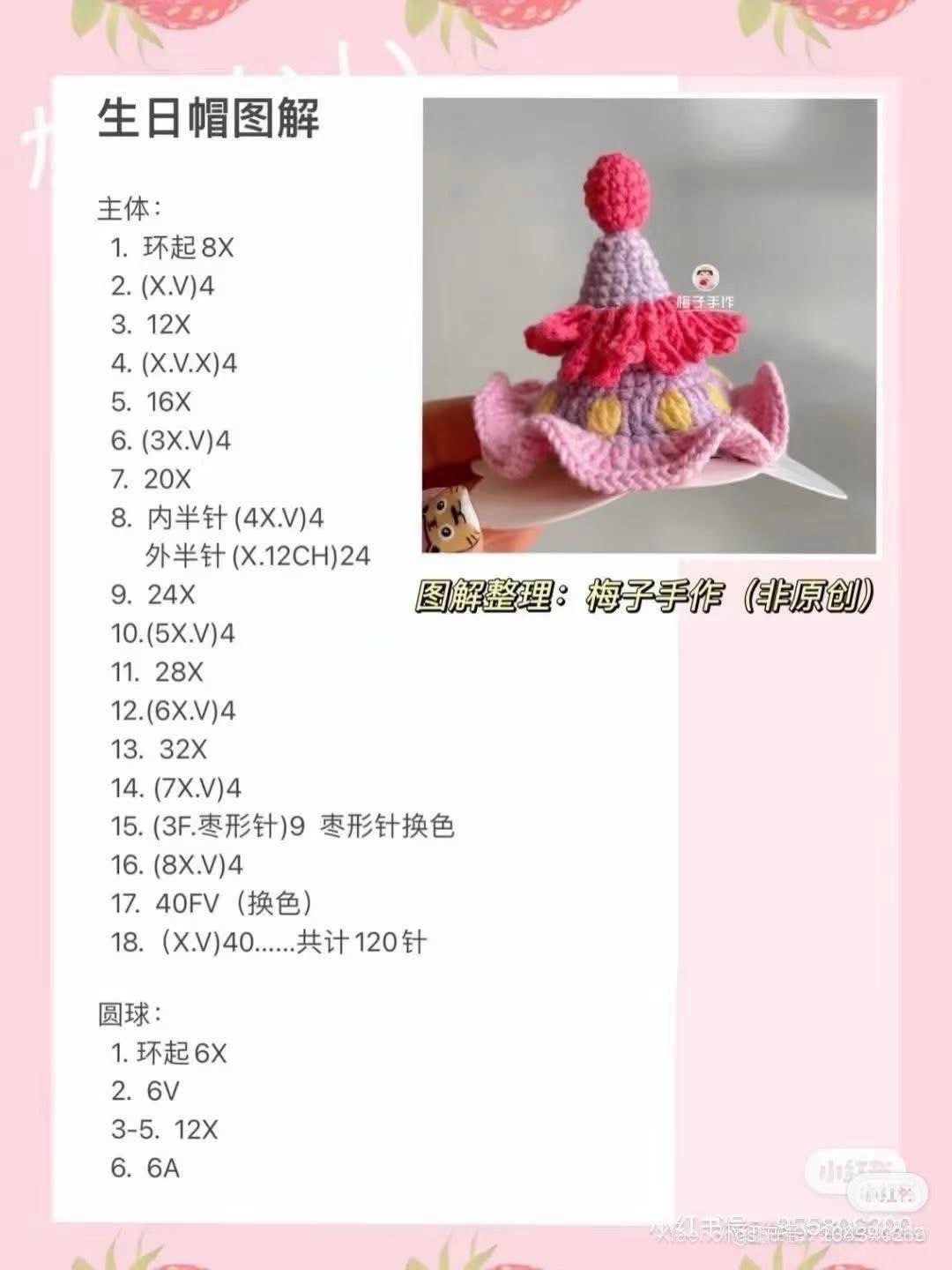 Crochet Birthday Hat Chart with Star Topper