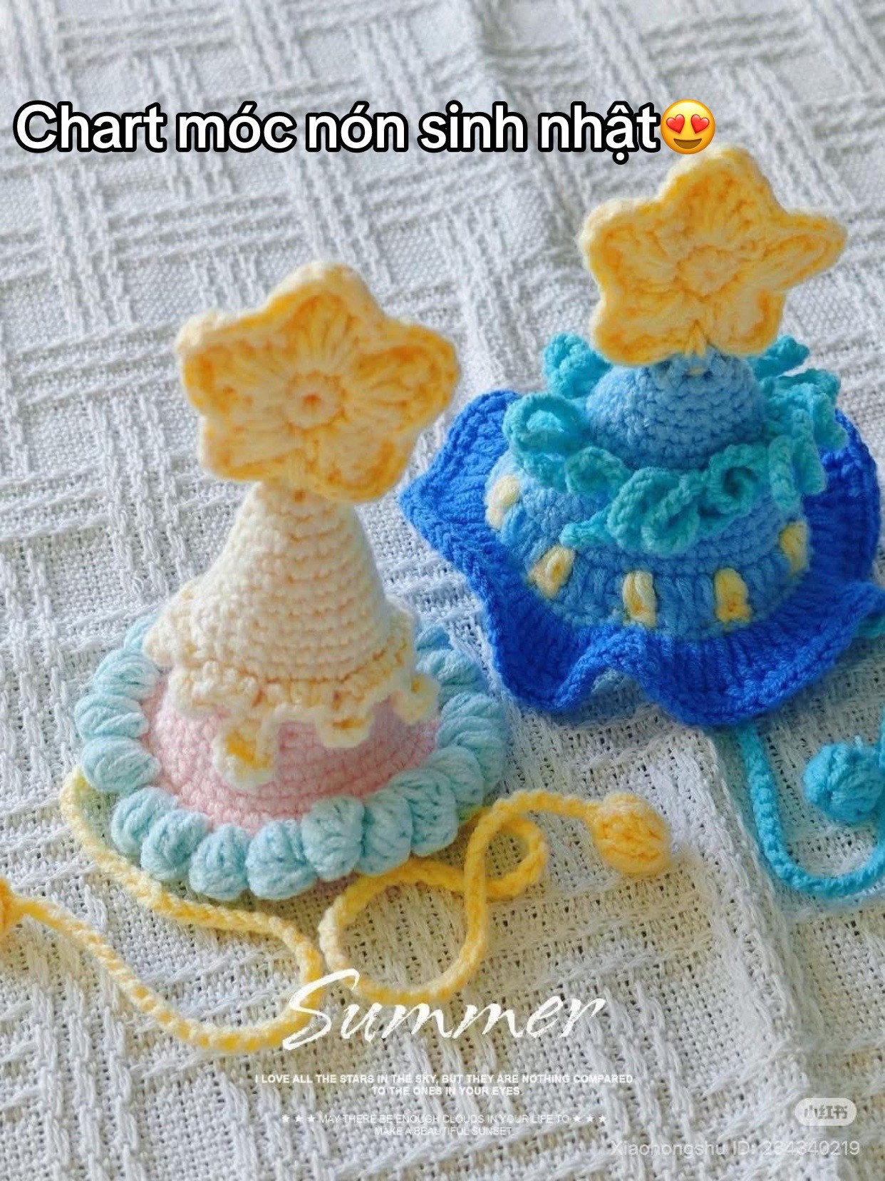 Crochet Birthday Hat Chart with Star Topper