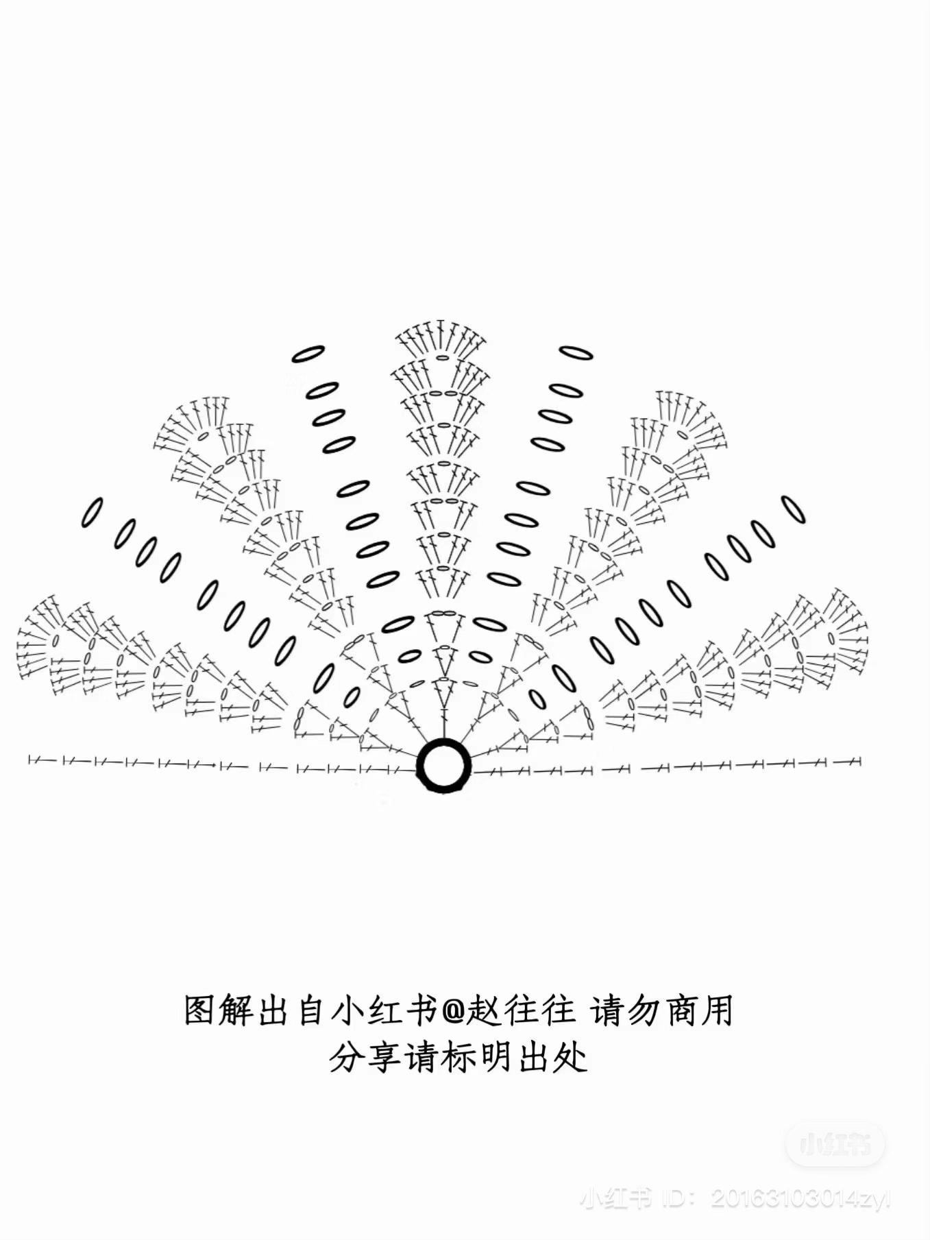 Crochet Blue and White Pearl Shell Top Pattern with Measurement Chart