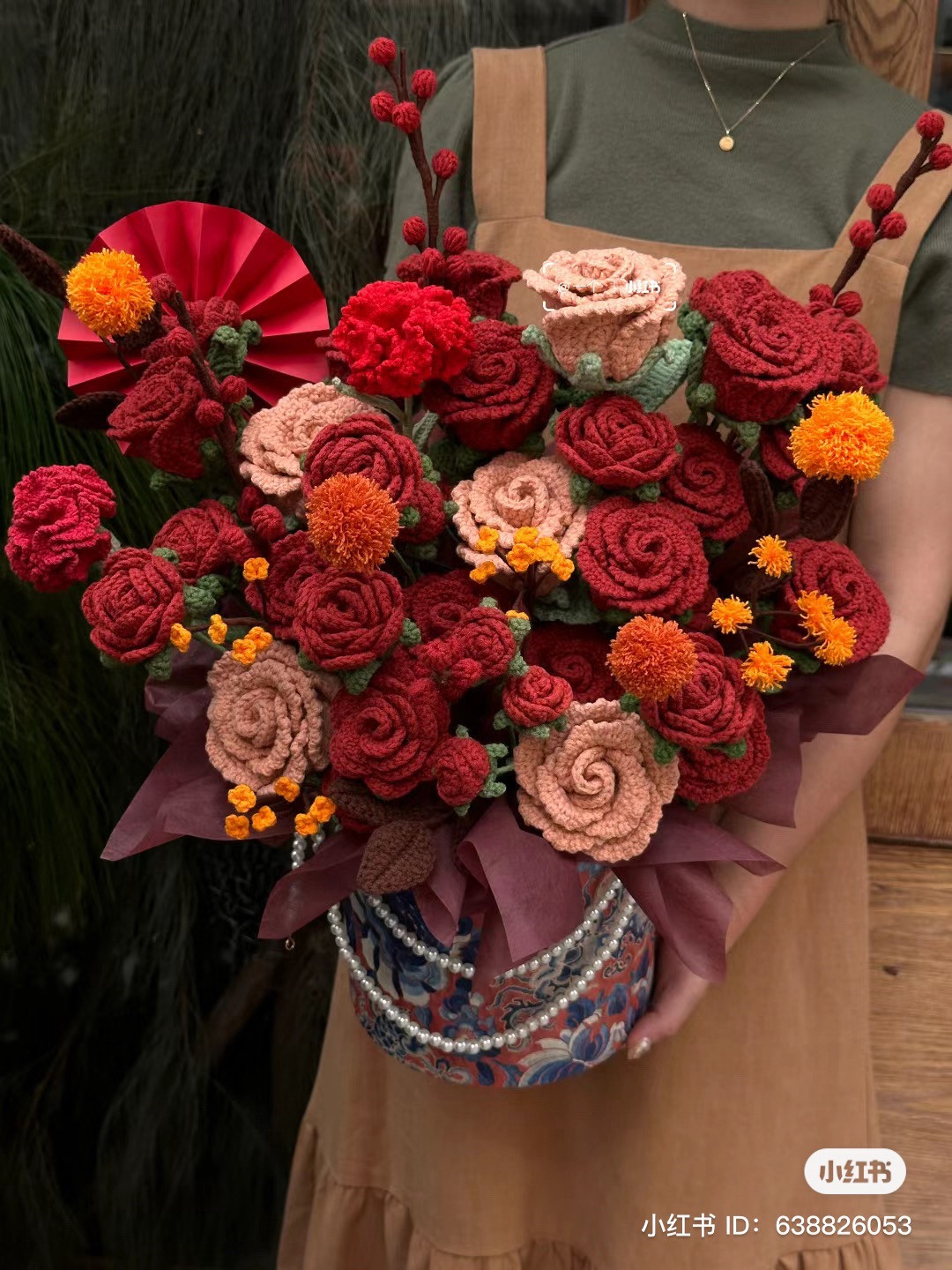 Crochet Bouquet Pattern: Multi-head Rose and Peony Chart