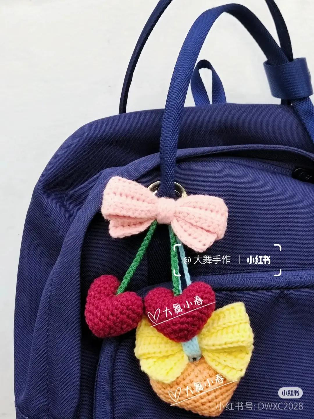 Crochet Bow and Heart Keychain Tutorial Pattern