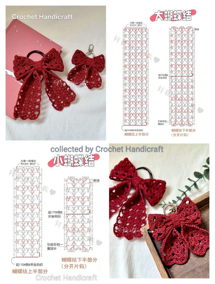 Crochet Bow Tutorials and Patterns: Floral, Strawberry, and Lace Designs