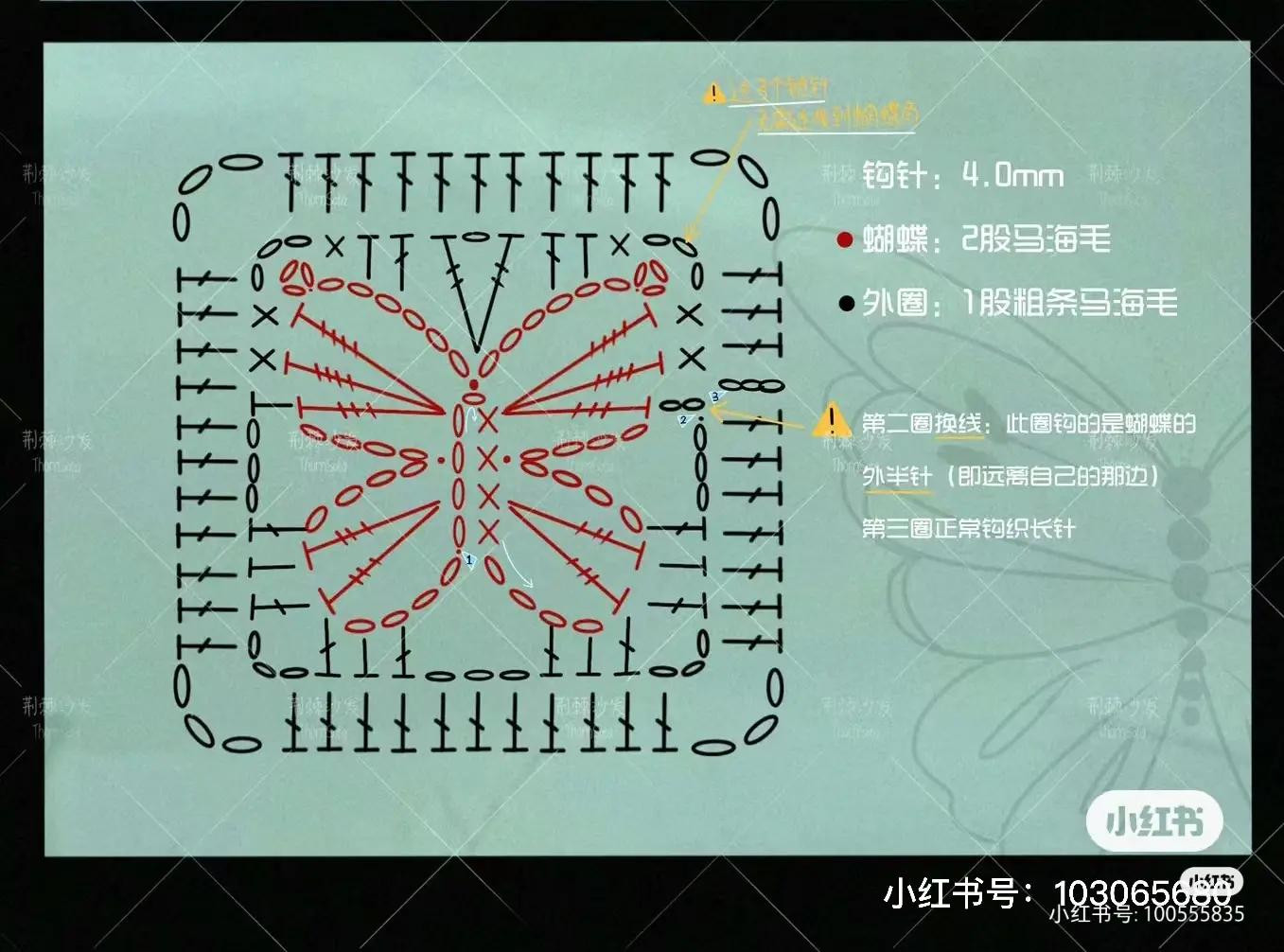 Crochet Butterfly Bag Pattern Chart - Yellow & Blue Design