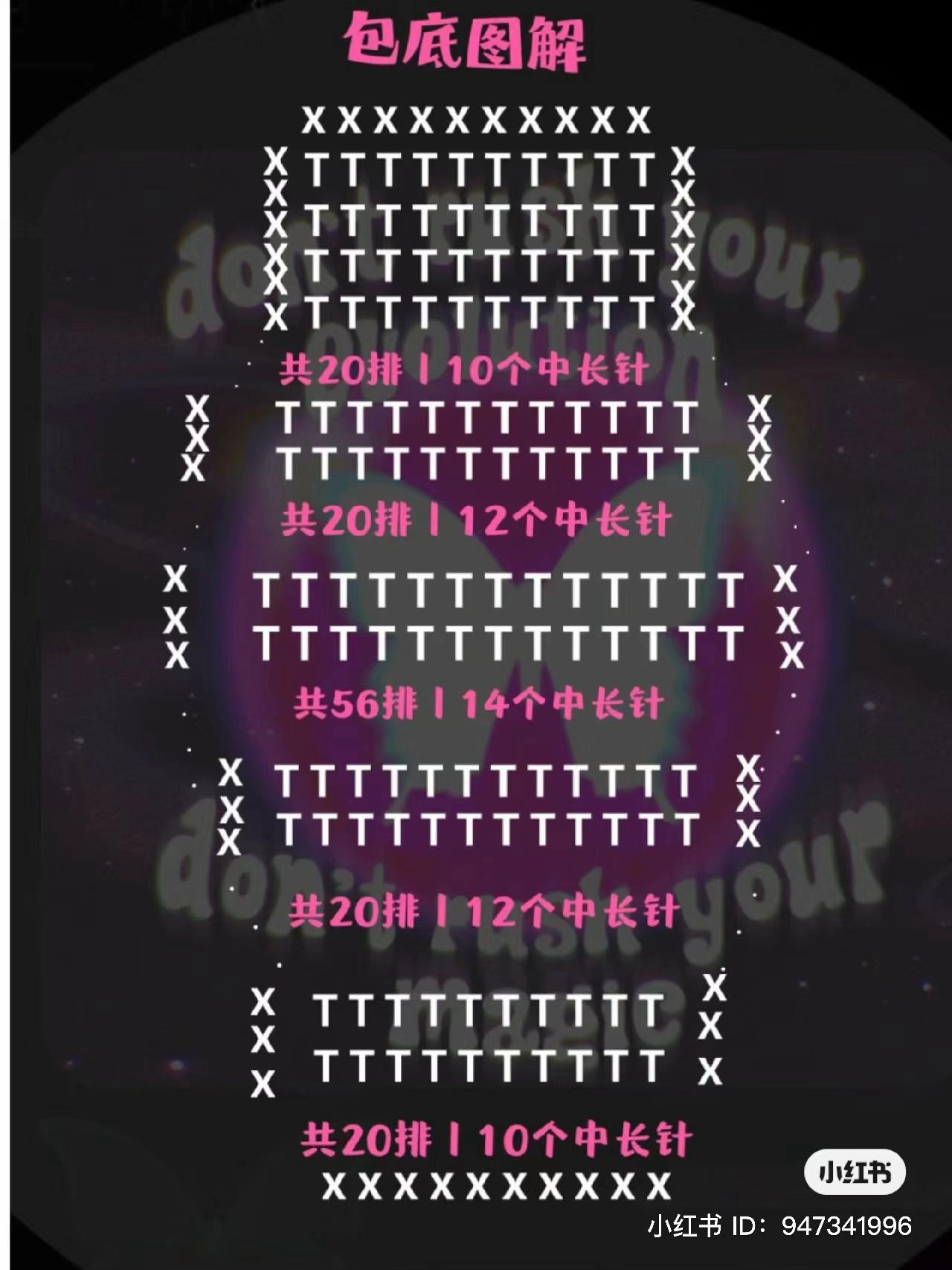 Crochet Butterfly Bag Pattern: Purple and Teal Gradient Design with Detailed Stitch Chart Instructions