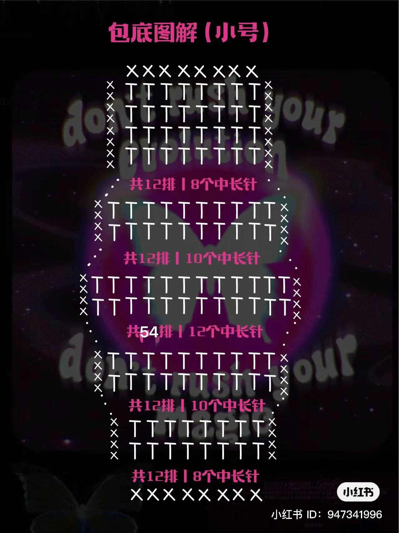 Crochet Butterfly Bag Pattern: Purple and Teal Gradient Design with Detailed Stitch Chart Instructions