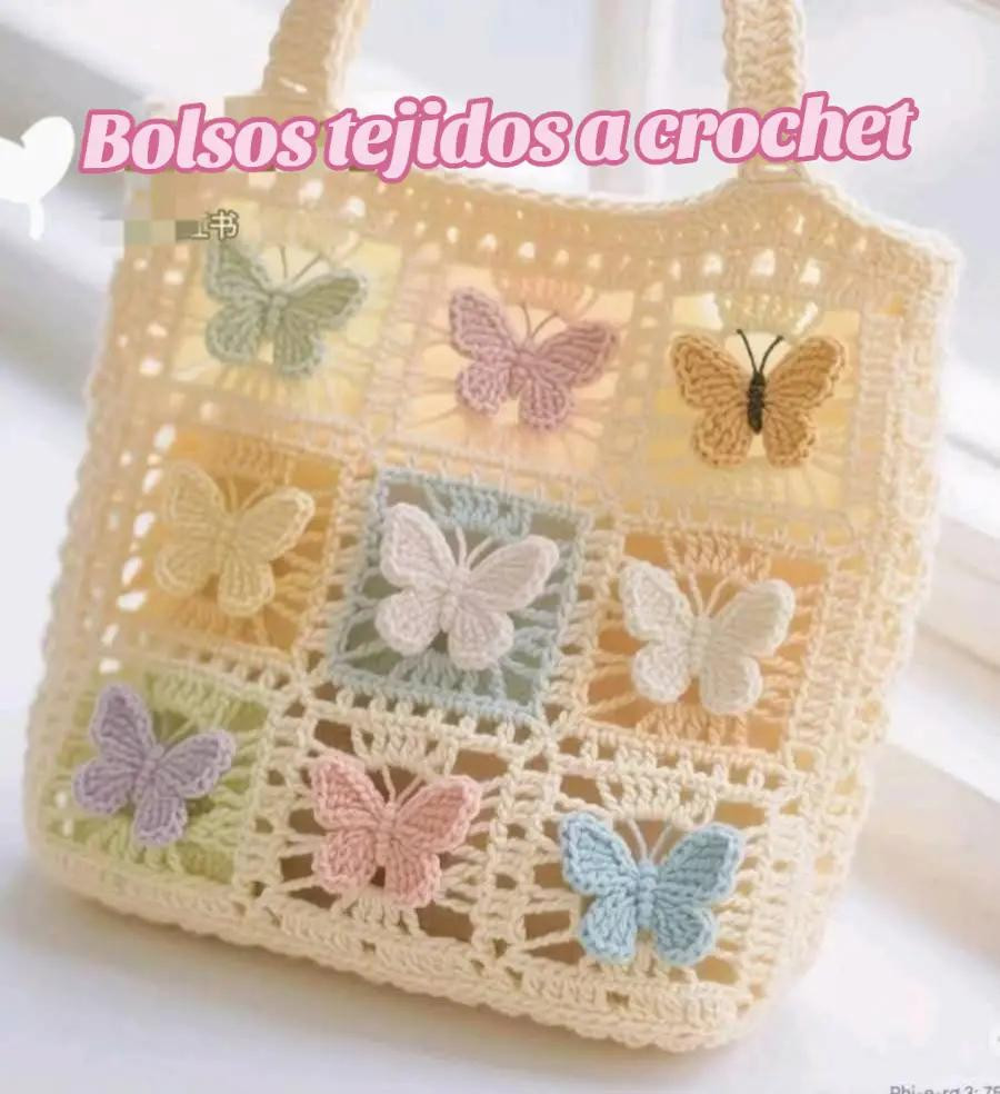 Crochet Butterfly Bag Pattern with Flat Chart Instructions