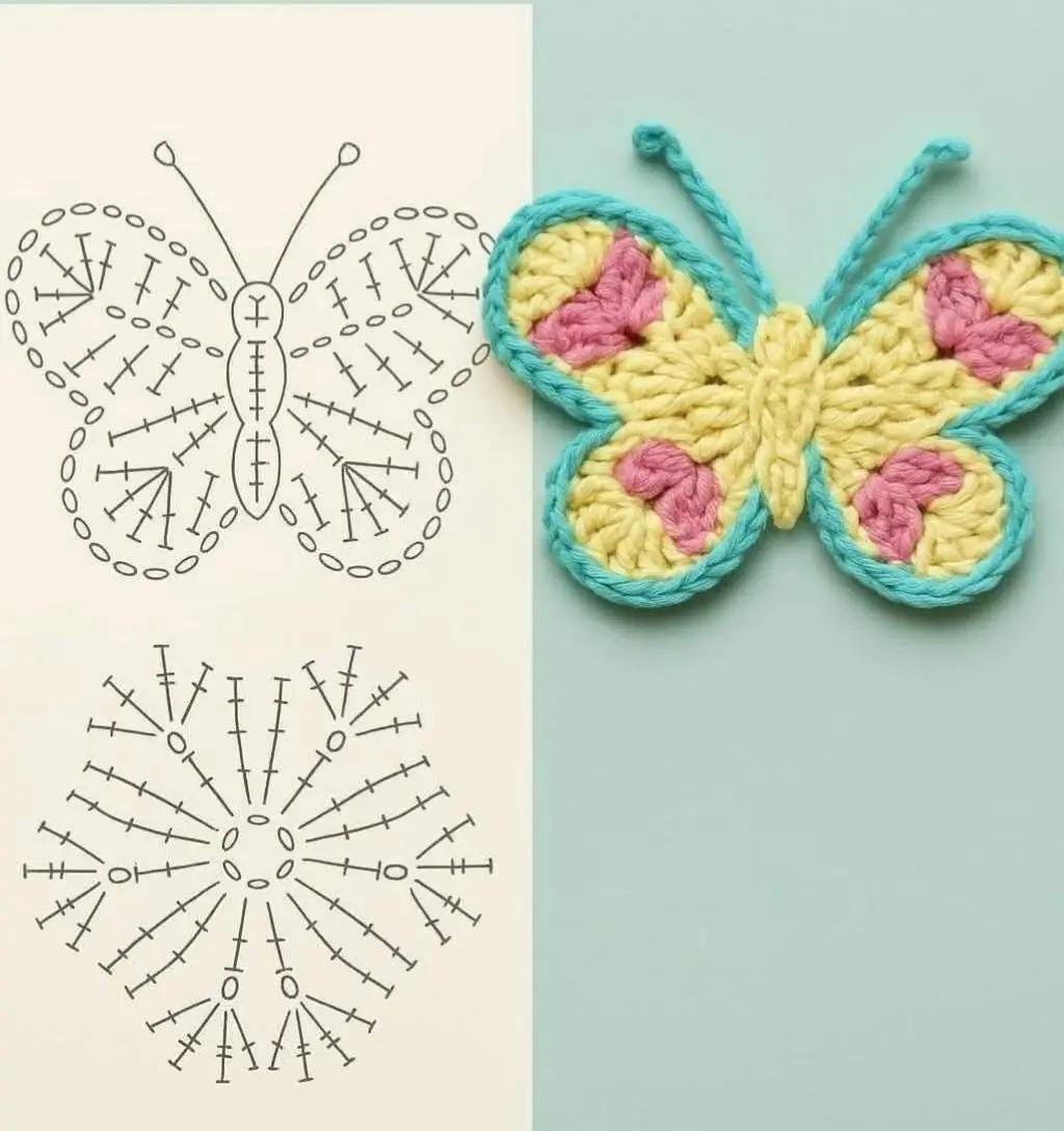 Crochet Butterfly Bag Pattern with Flat Chart Instructions