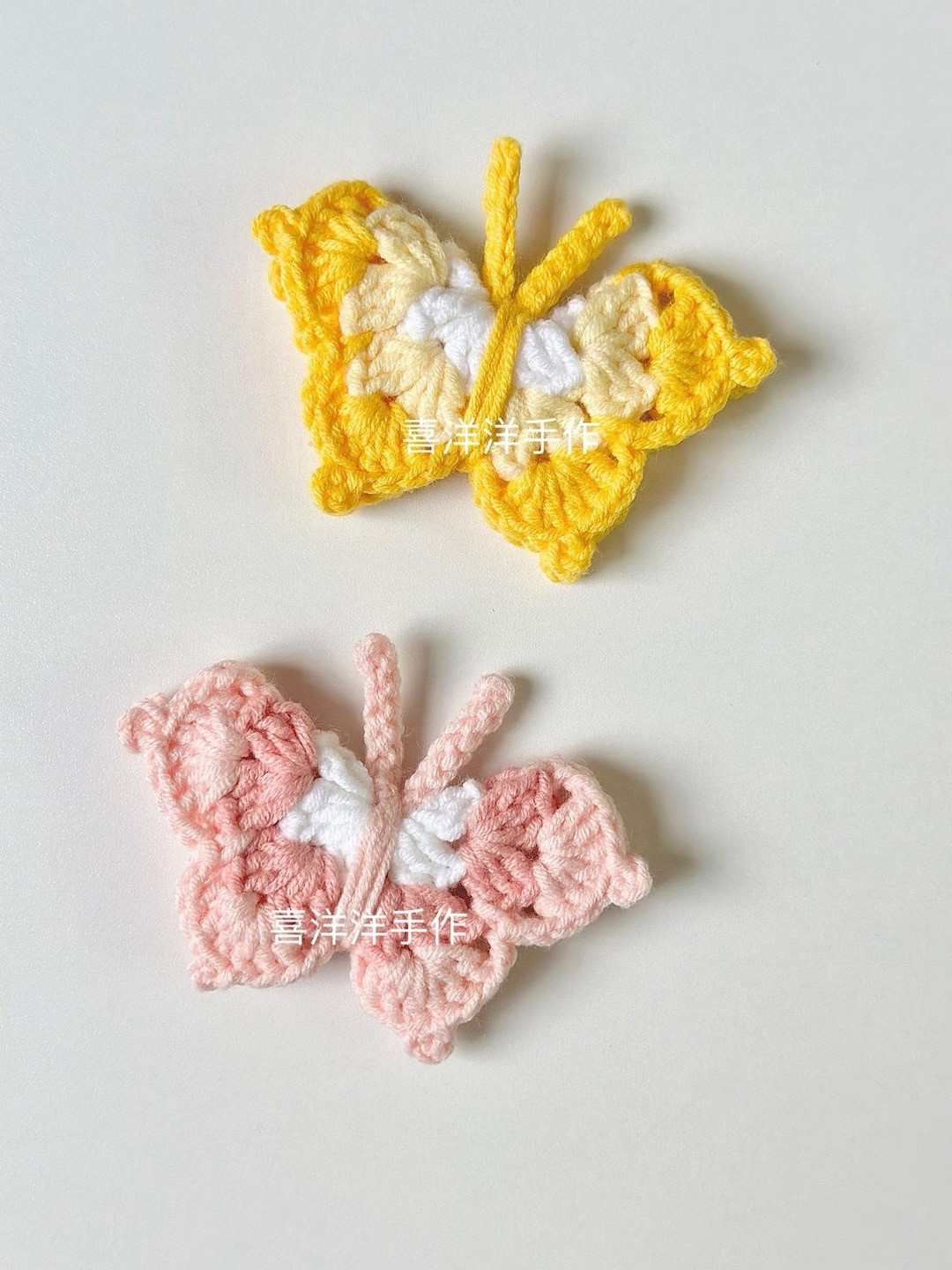 Crochet Butterfly Chart: Yellow and Pink Flat Pattern