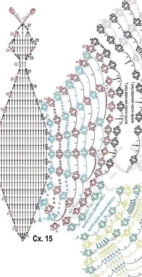 Crochet Butterfly Top Pattern Chart - Flat Diagram and Colorful Yarn Design Tutorial
