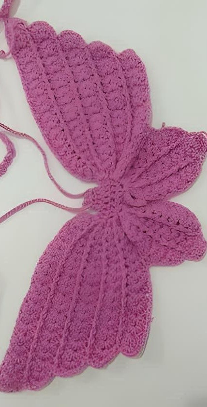 Crochet Butterfly Top Pattern Chart - Flat Diagram and Colorful Yarn Design Tutorial