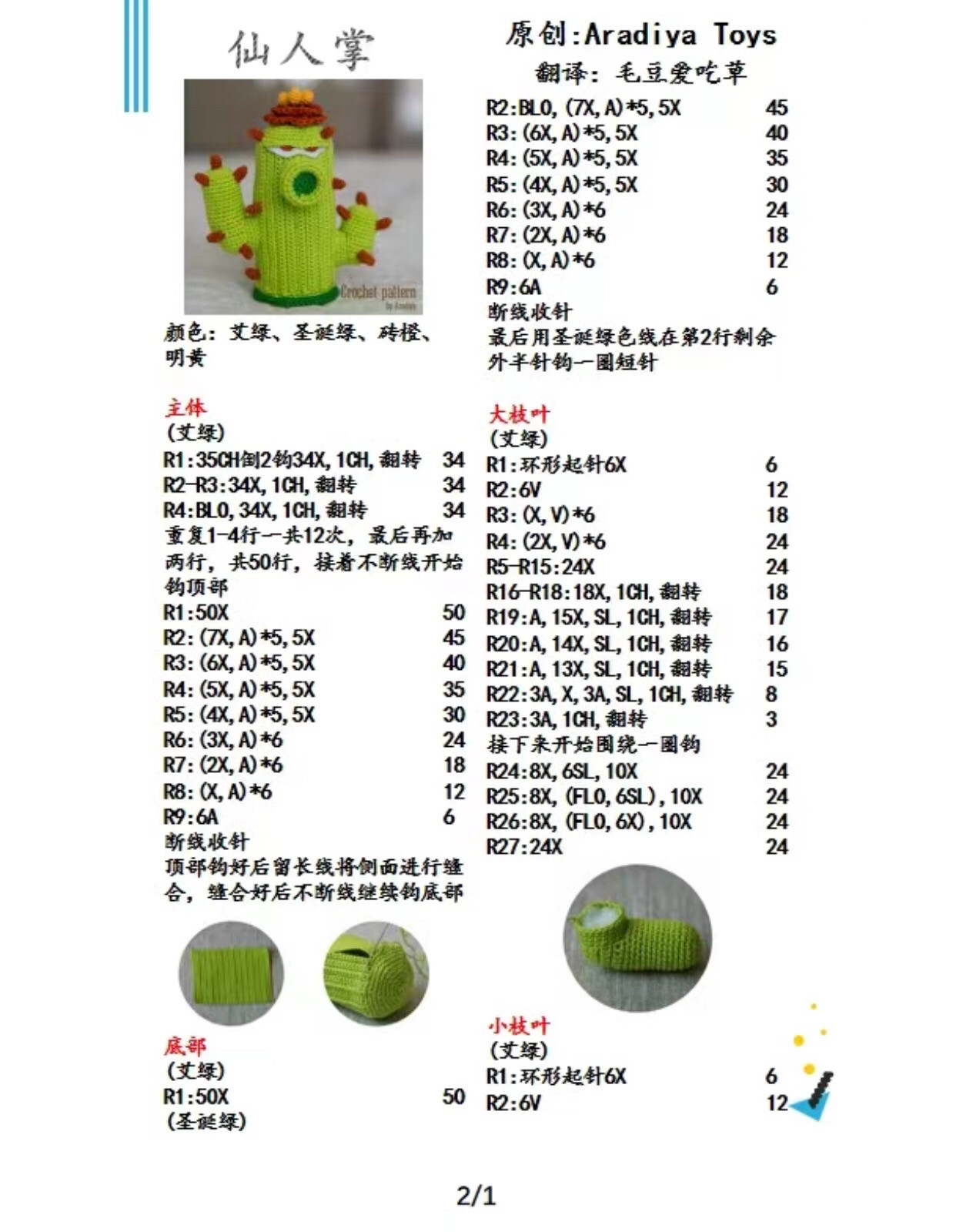 Crochet Cactus Amigurumi Pattern with Step-by-Step Instructions | HandmadeV