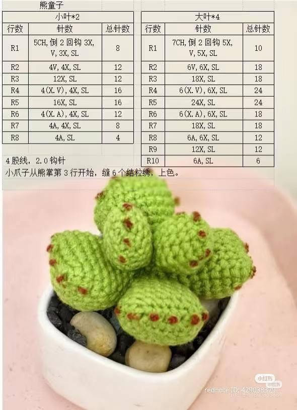 Crochet Cactus and Succulent Plants Pattern Chart