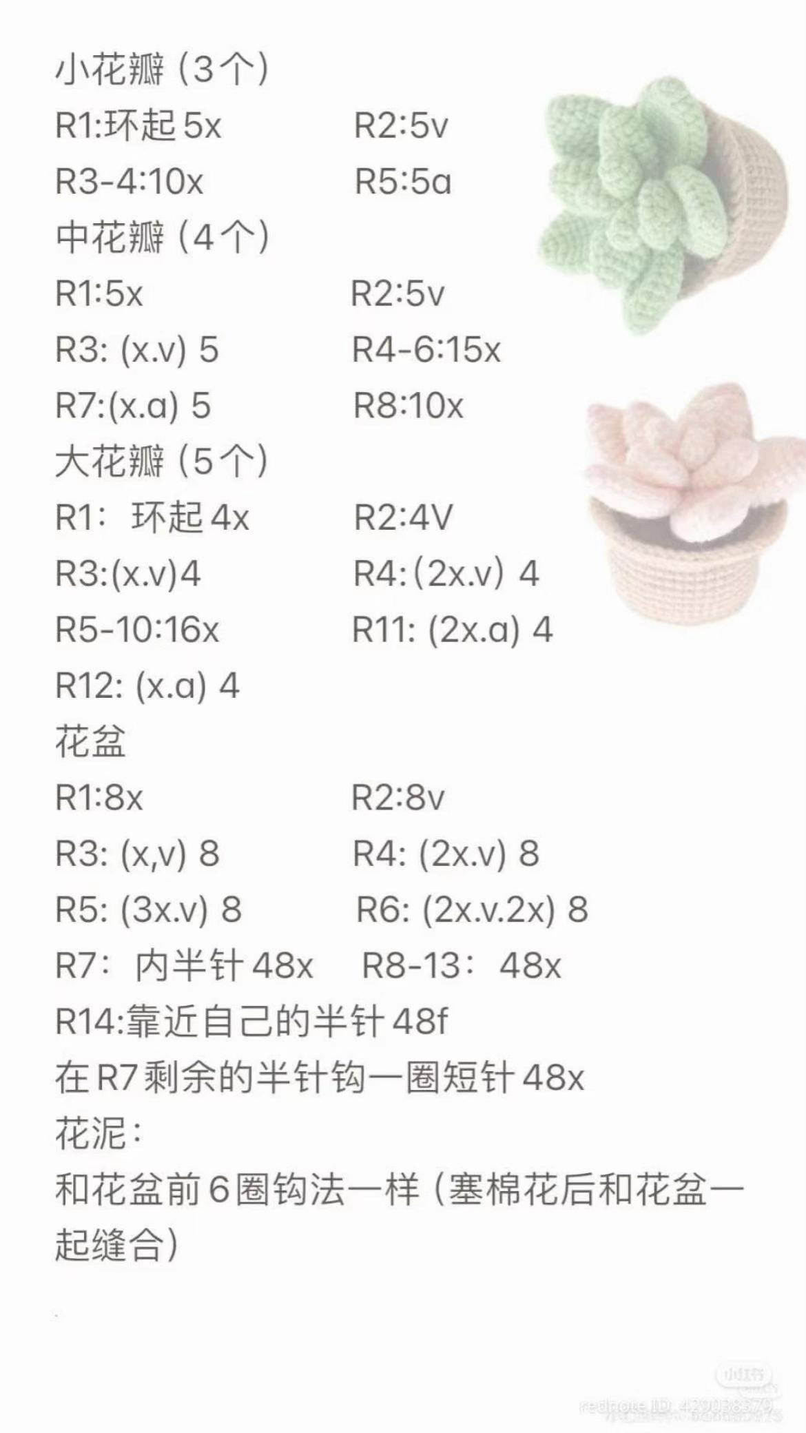 Crochet Cactus and Succulent Plants Pattern Chart