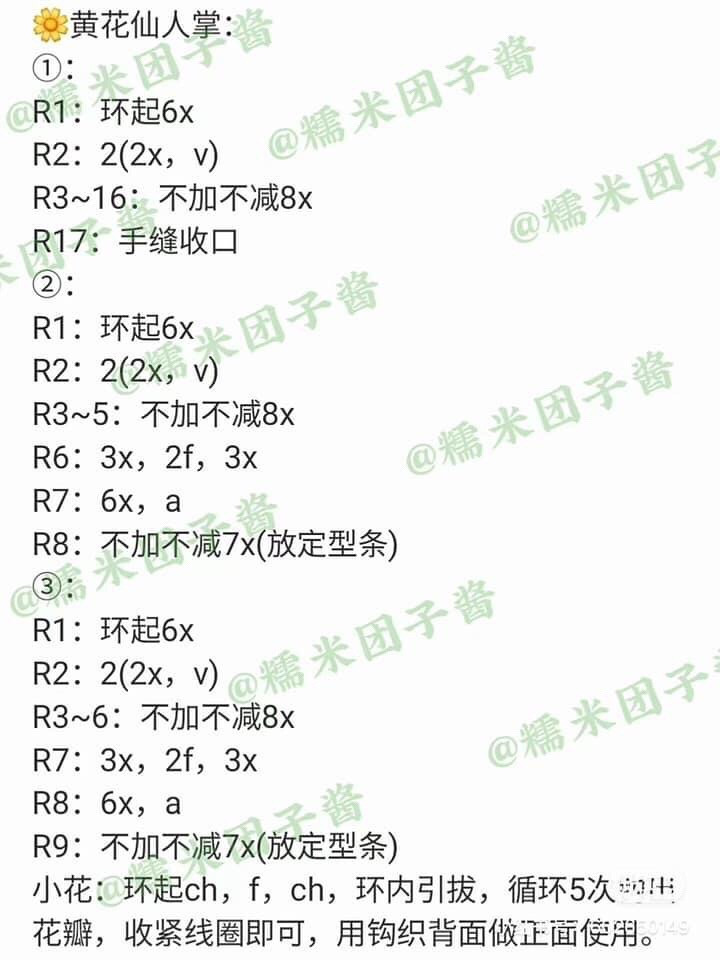 Crochet Cactus Pattern Chart: Yellow Flower and Pink Flower Versions with Detailed Instructions