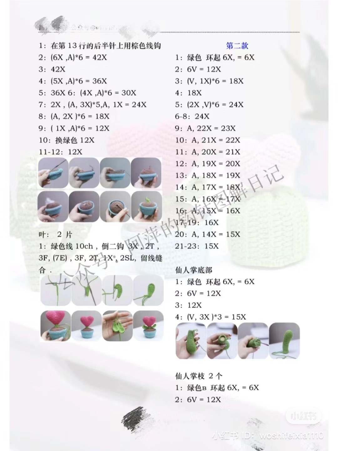 Crochet Cactus Small Potted Plant Chart with 4 Styles