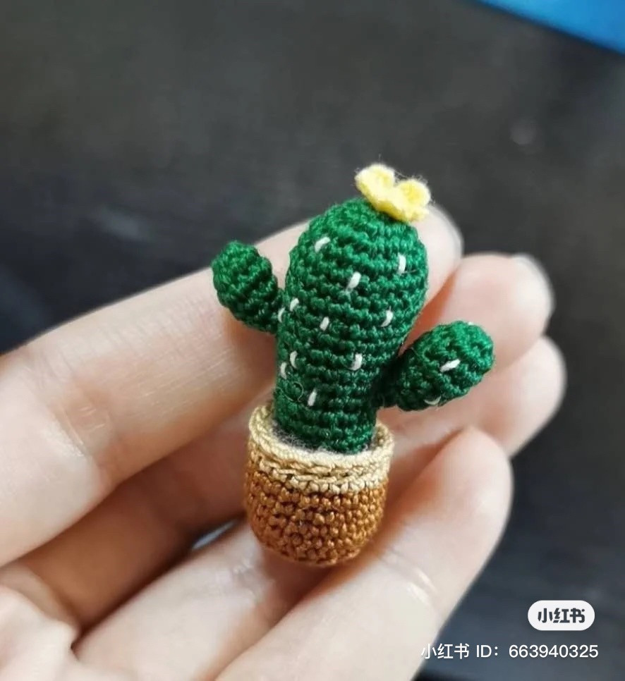 Crochet Cactus Small Potted Plant Chart with 4 Styles