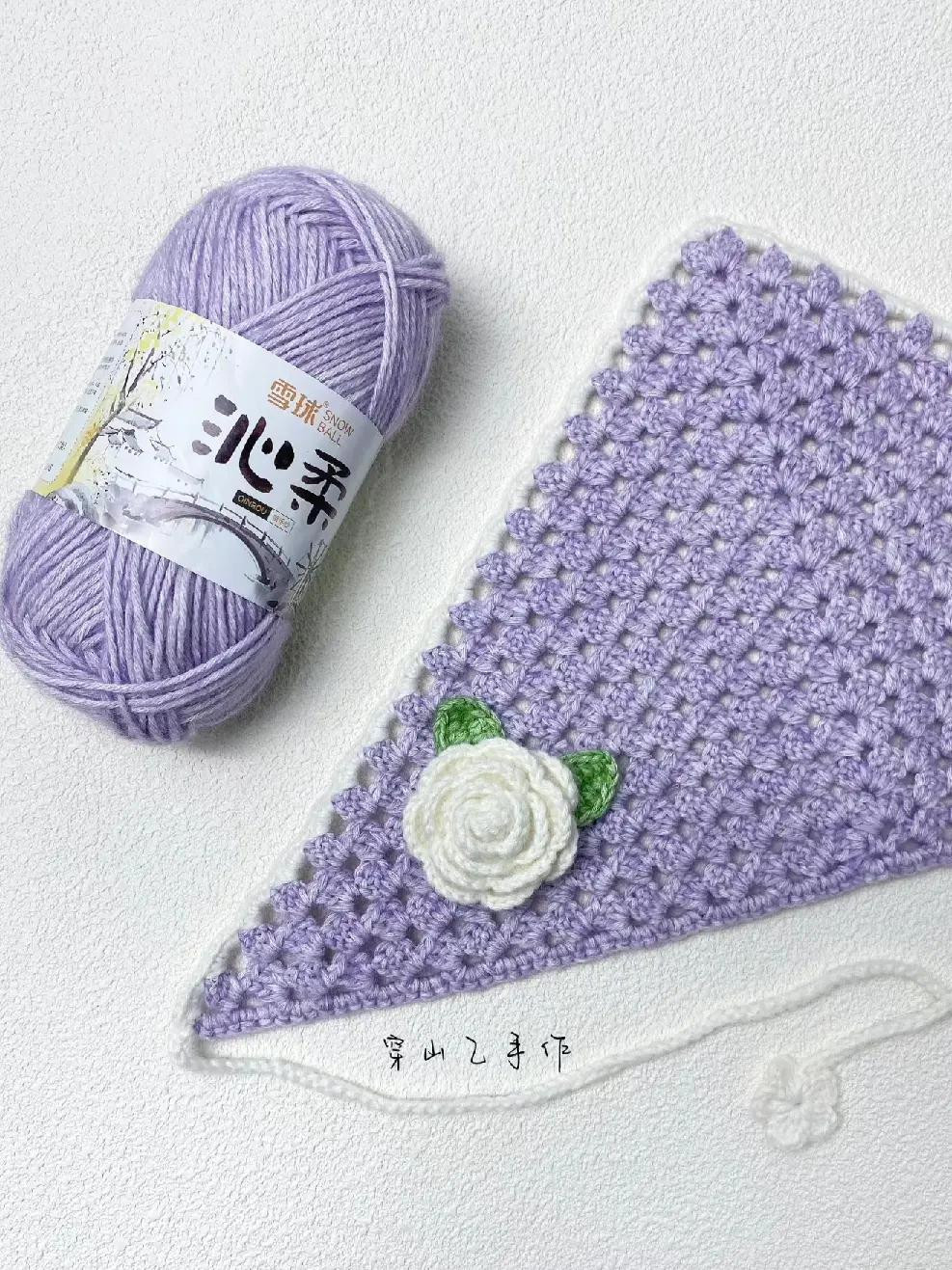 Crochet Camellia Headscarf Pattern with Instructions