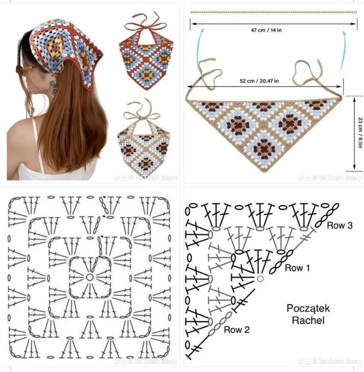 Crochet Camellia Headscarf Pattern with Instructions