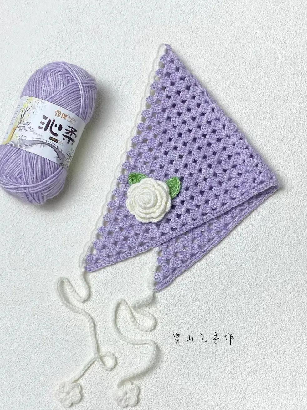 Crochet Camellia Headscarf Pattern with Instructions