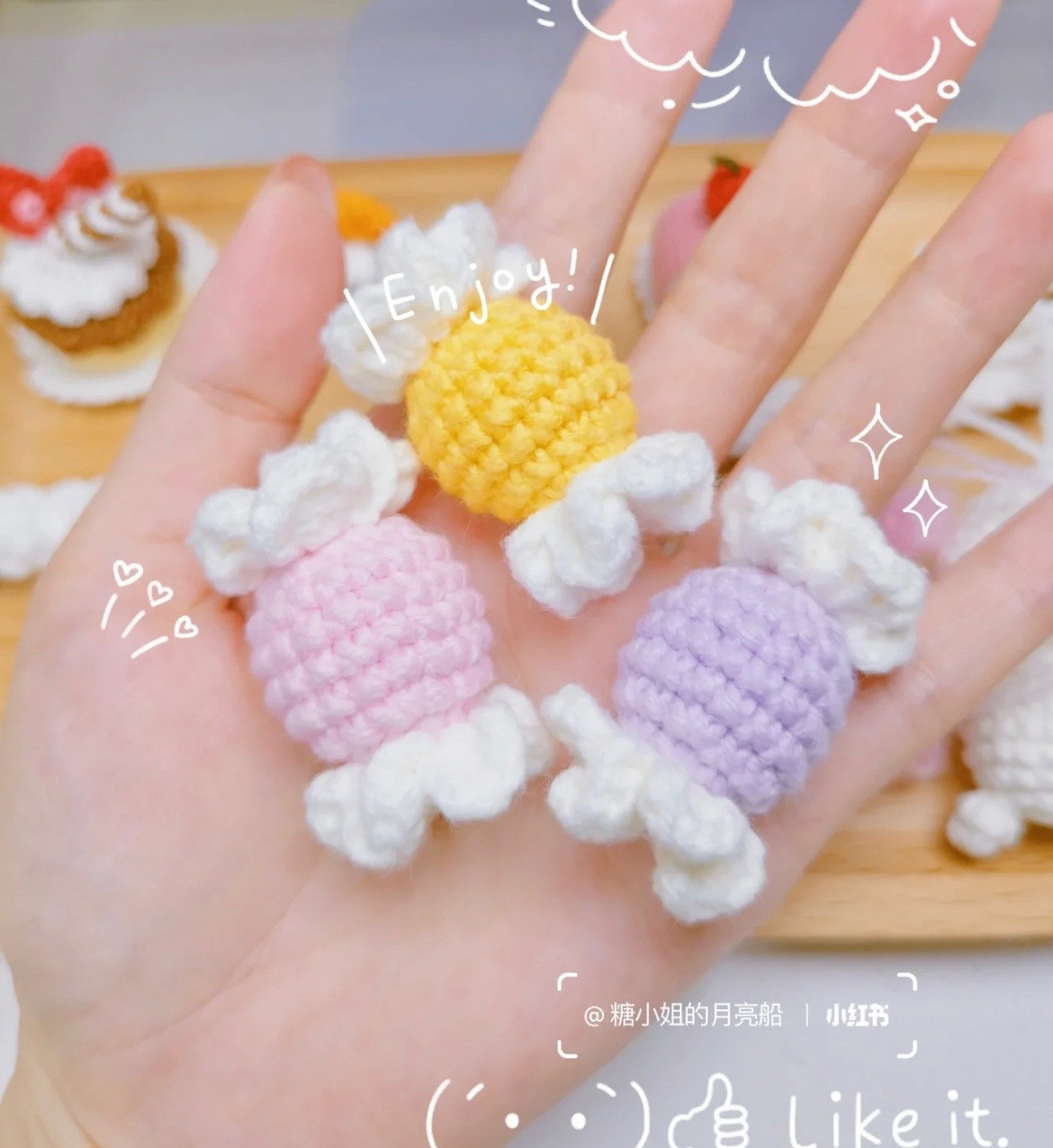 Crochet Candy Tutorial: Pink, Yellow & Purple Amigurumi Pattern