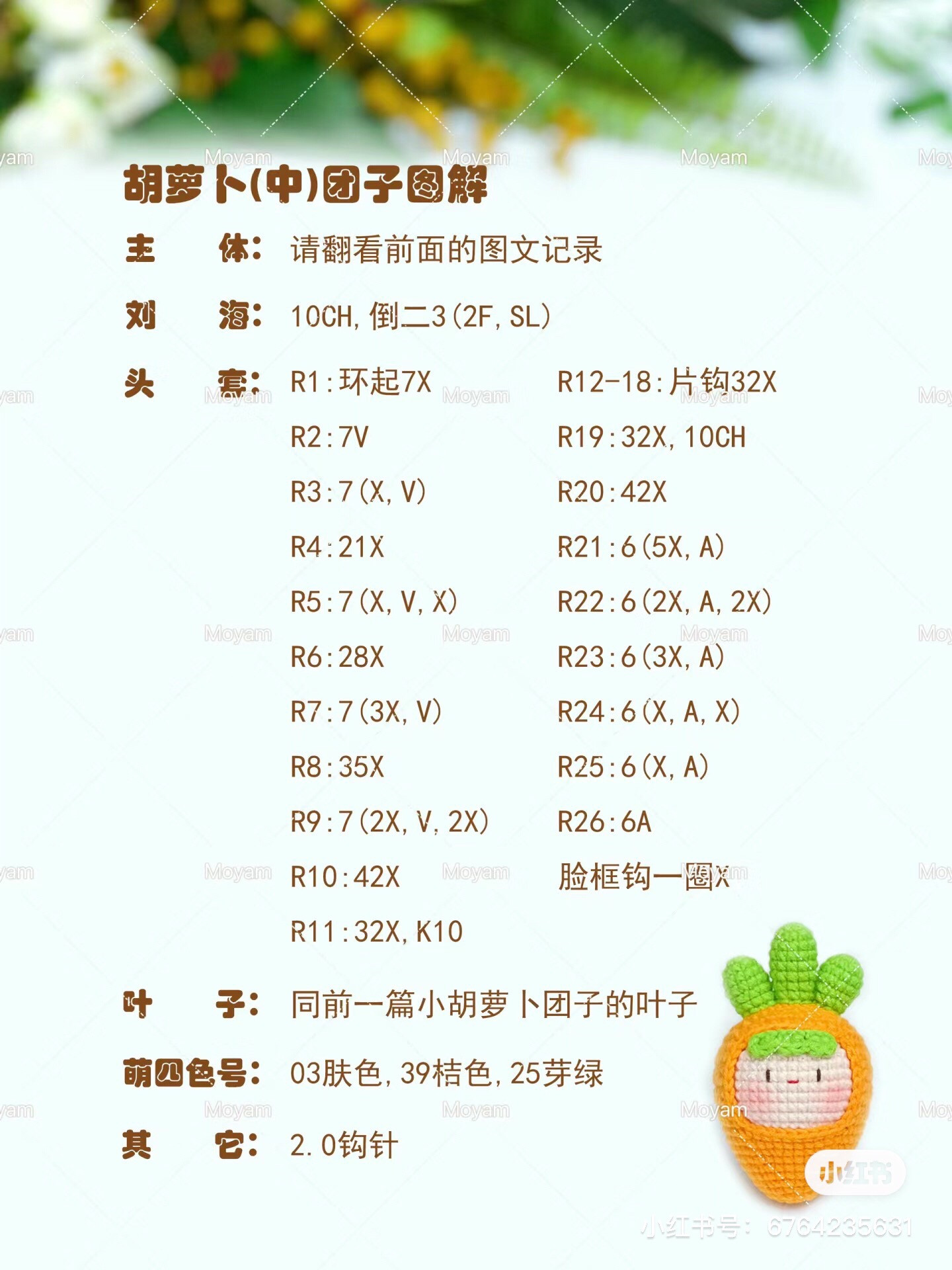 Crochet Carrot Amigurumi Doll Pattern Chart