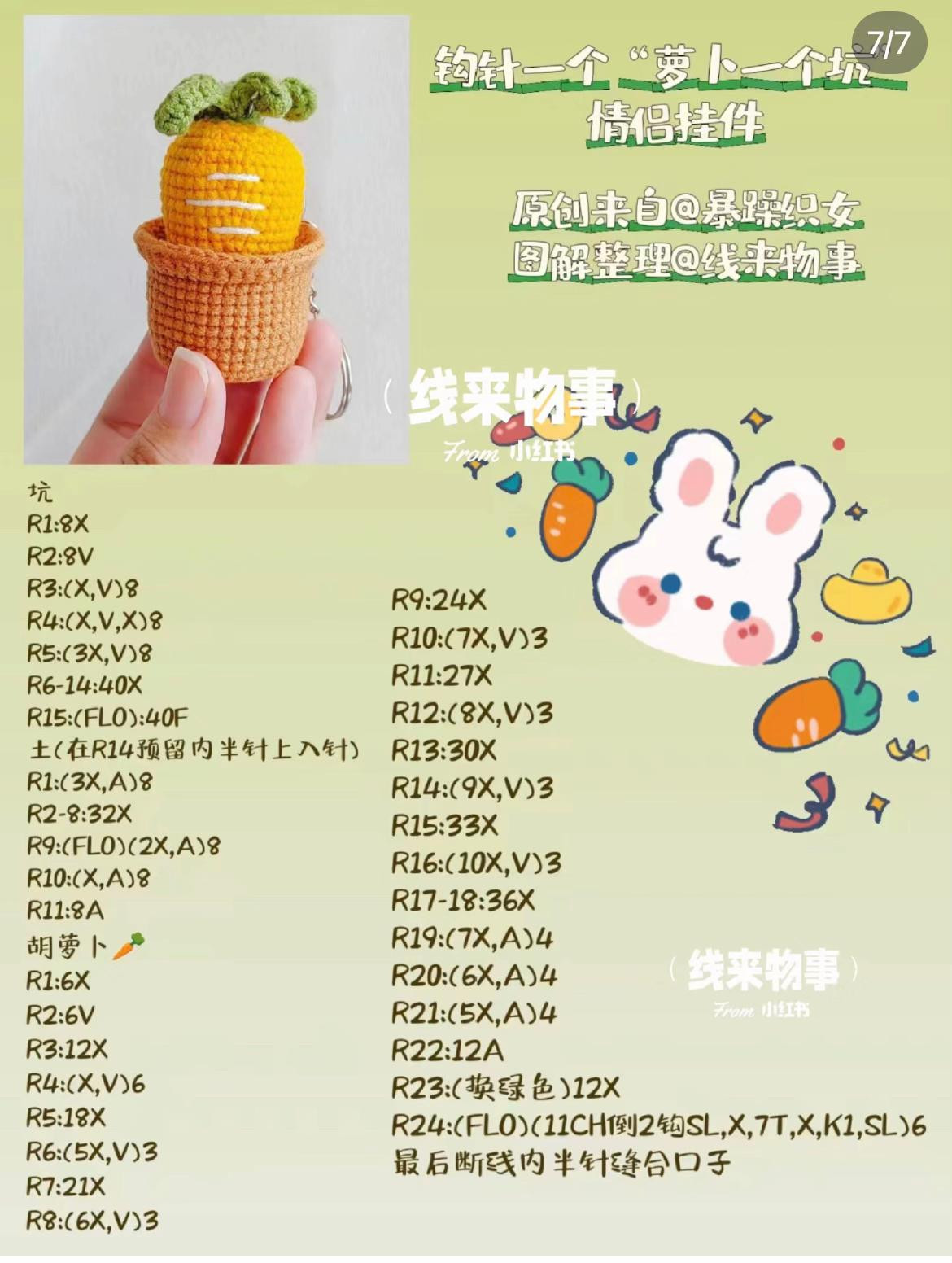 Crochet Carrot in a Pot Couple Keychain Pattern