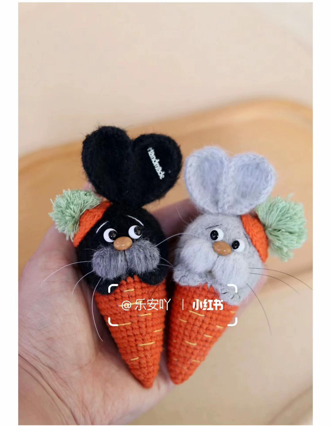 Crochet Carrot Rabbit Doll Pattern: Cute Black and Grey Amigurumi Tutorial with Brushed Fur