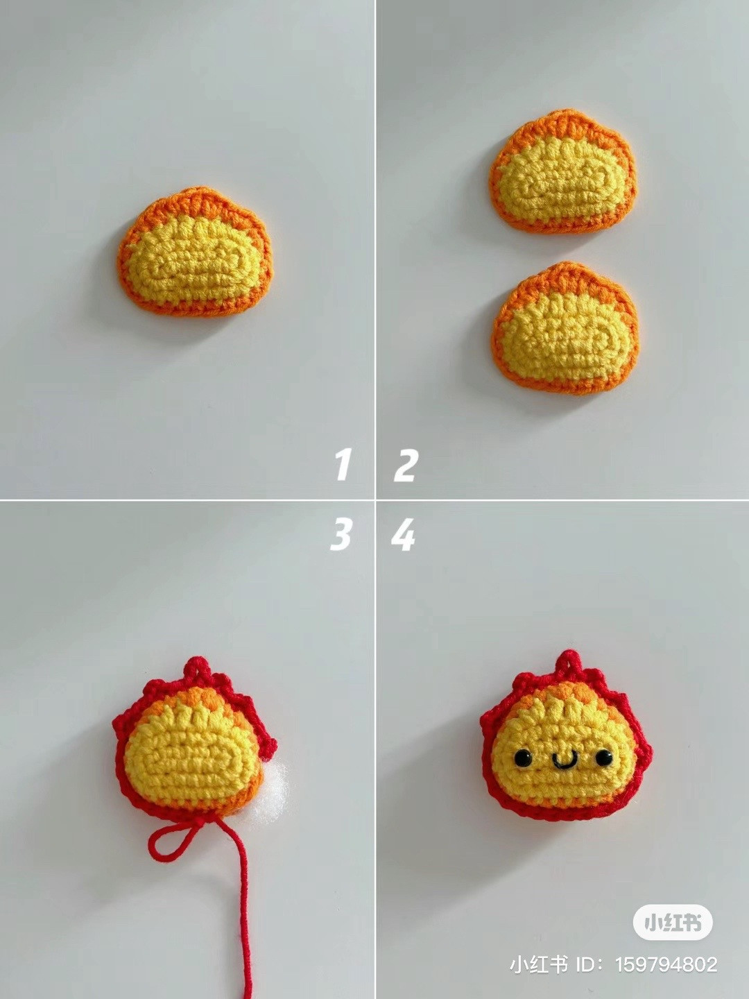 Crochet Caspian Small Flame Keychain Tutorial with Chart Pattern