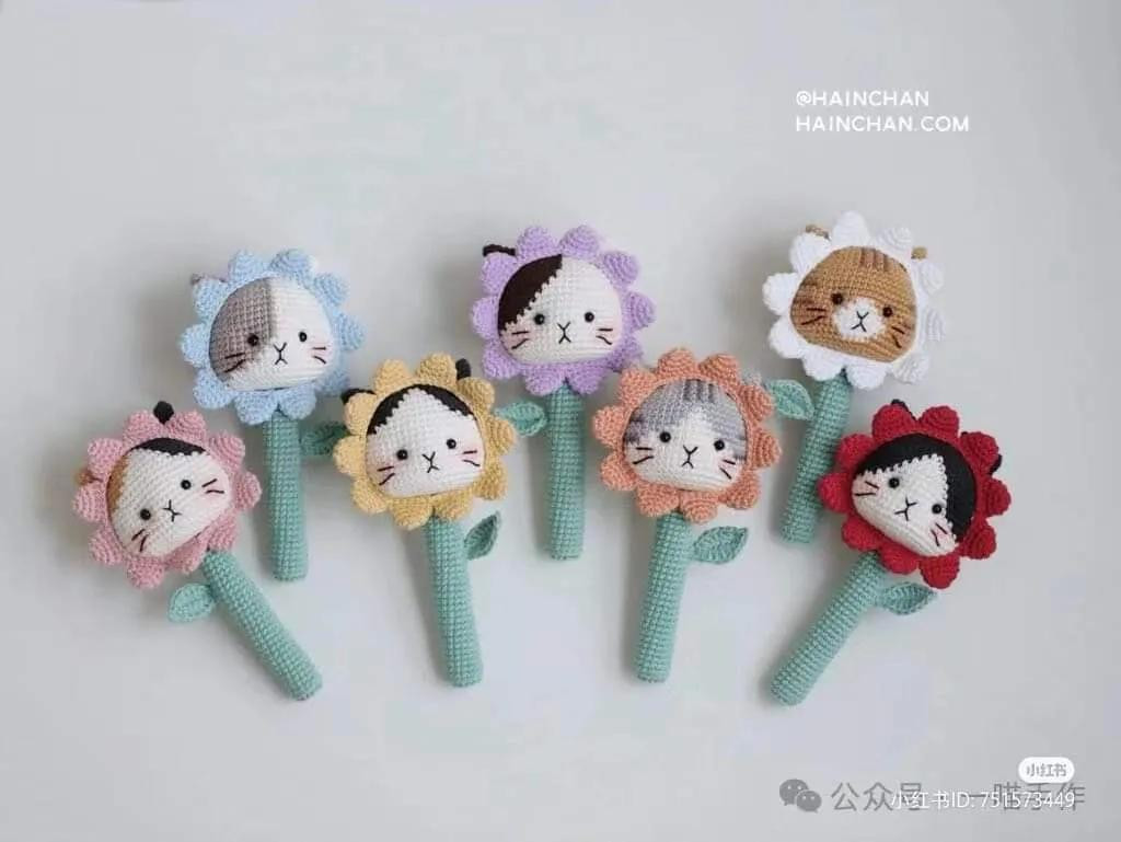 Crochet Cat Flower Pen Holder Pattern Tutorial