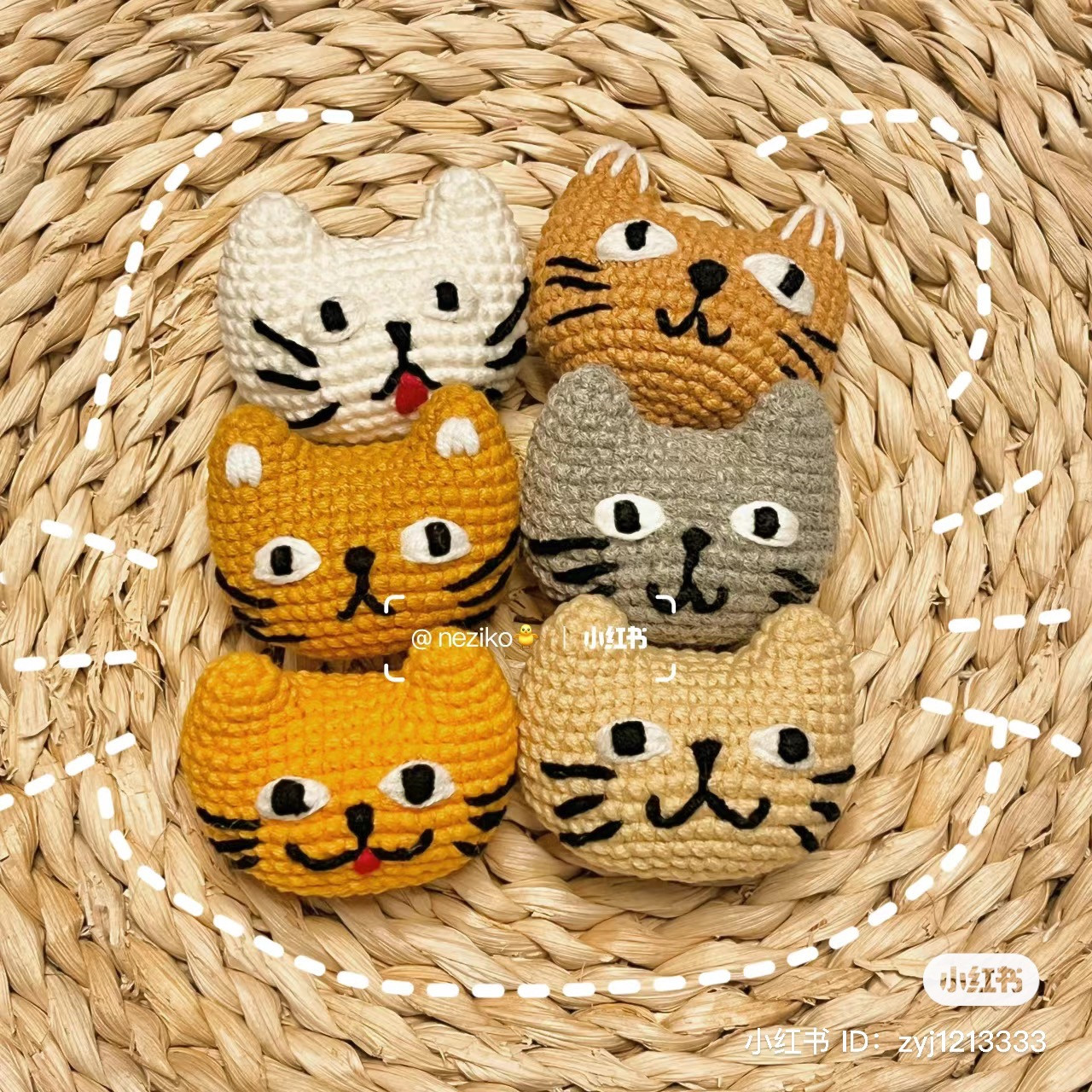 Crochet Cat Head Pattern Tutorial with Color Variations