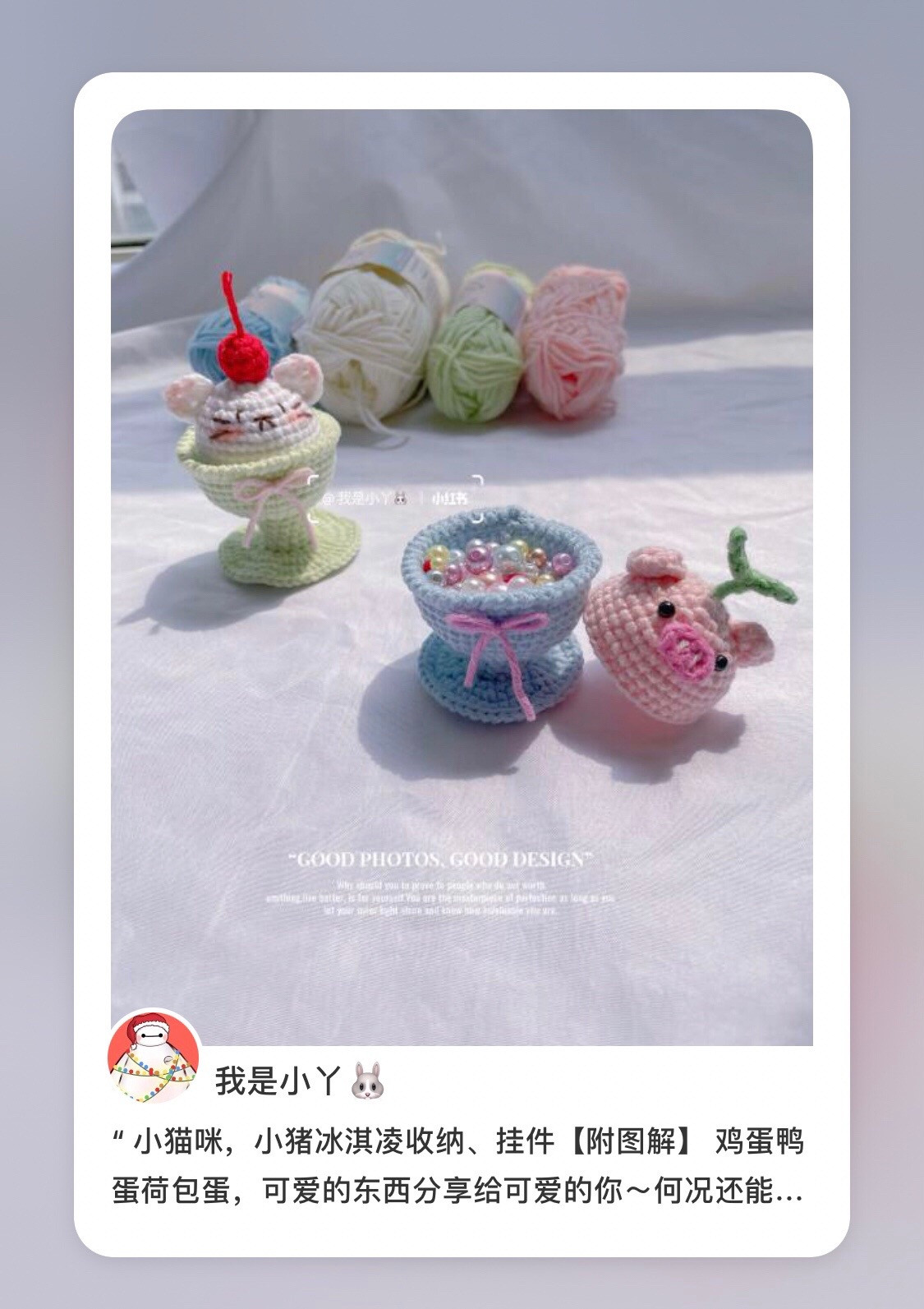 Crochet Cat Ice Cream Storage and Pig Keychain Pattern