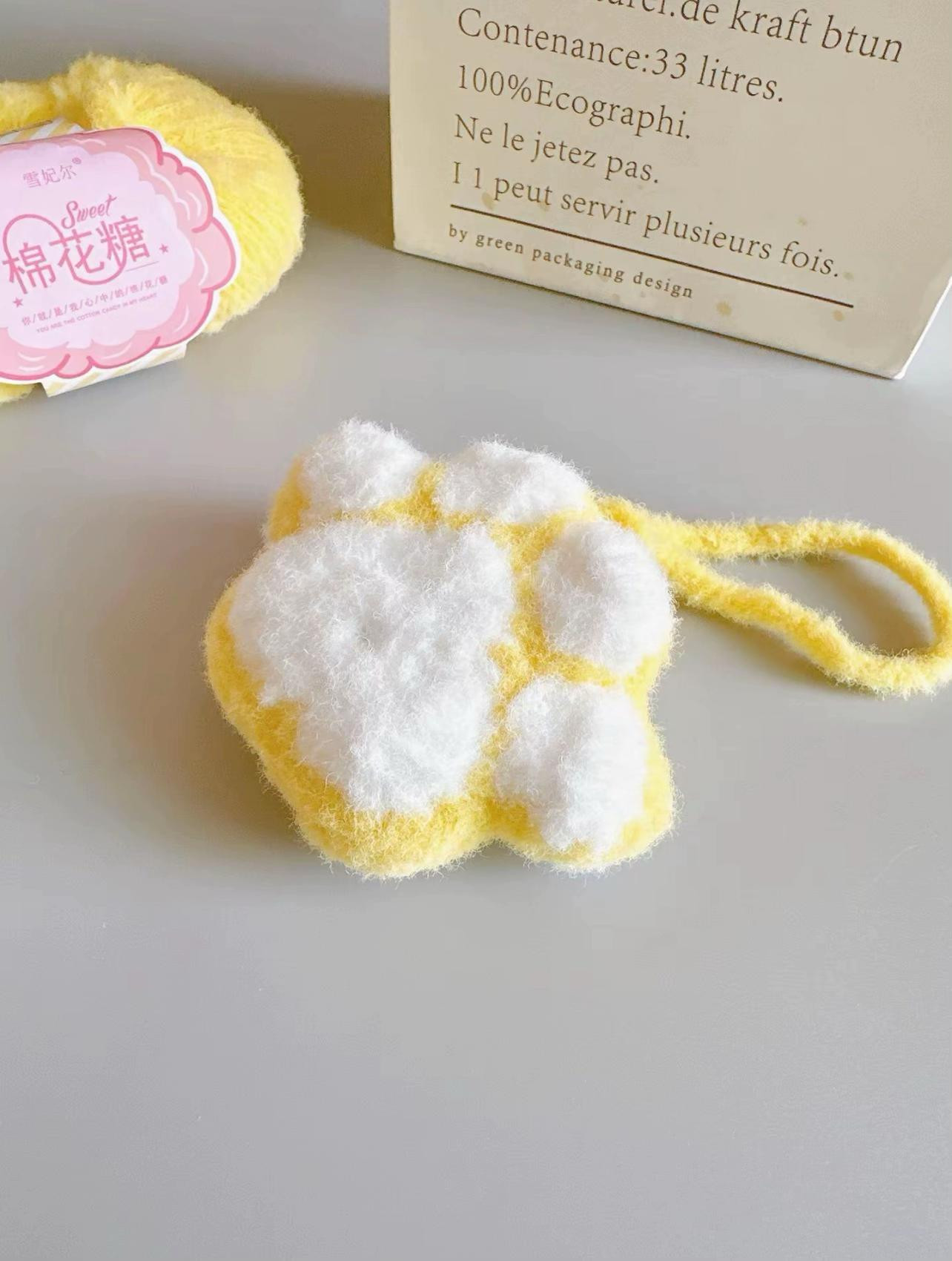 Crochet Cat Paw Earphone Case Chart - Yellow and White