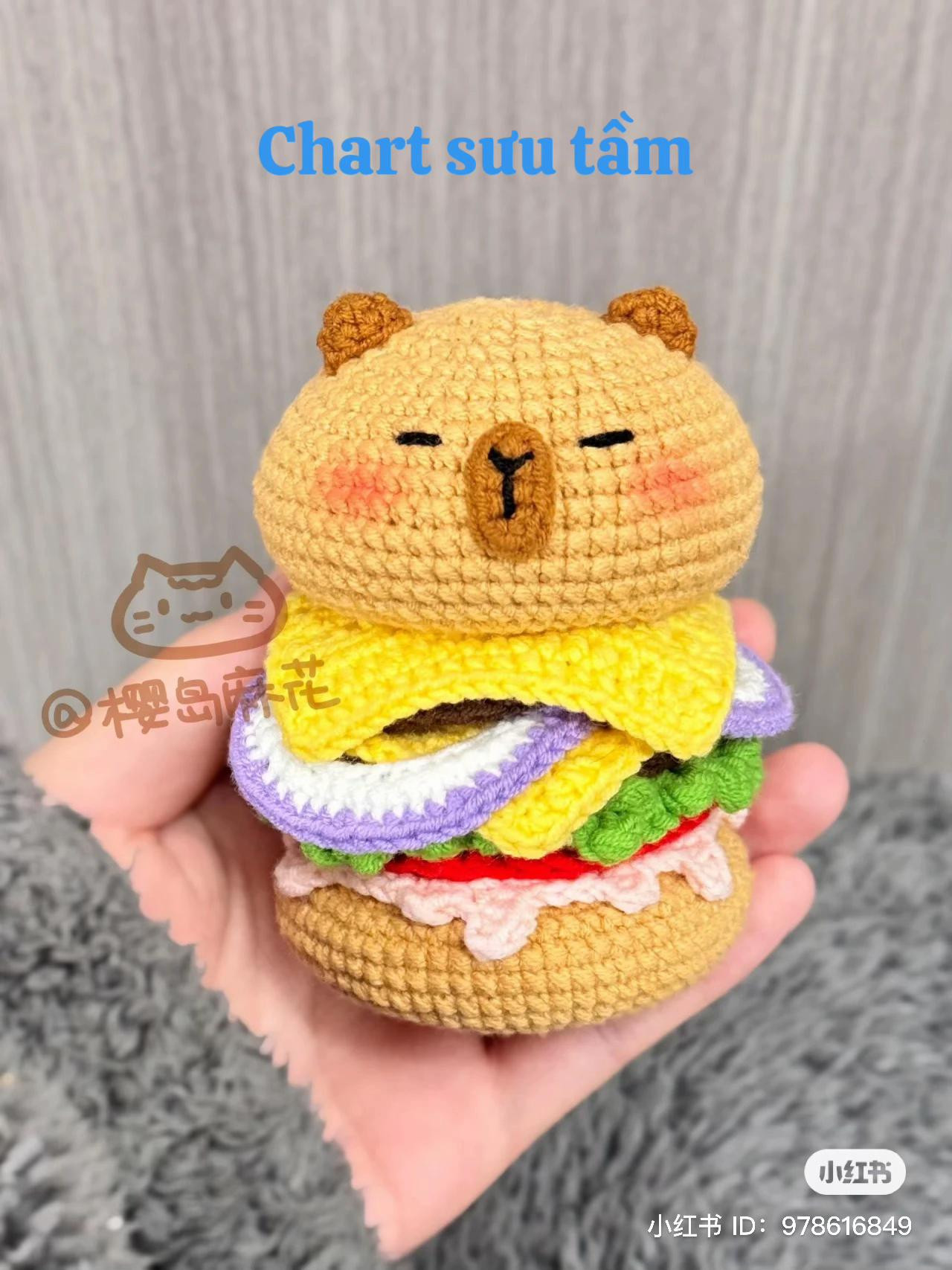 Crochet Chart: Capybara Burger Amigurumi Pattern